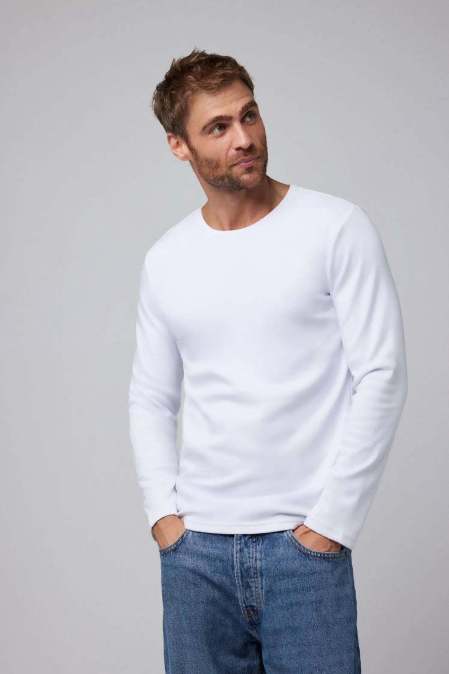 TÉRMICO LIGERO Camiseta algodón manga larga blanco