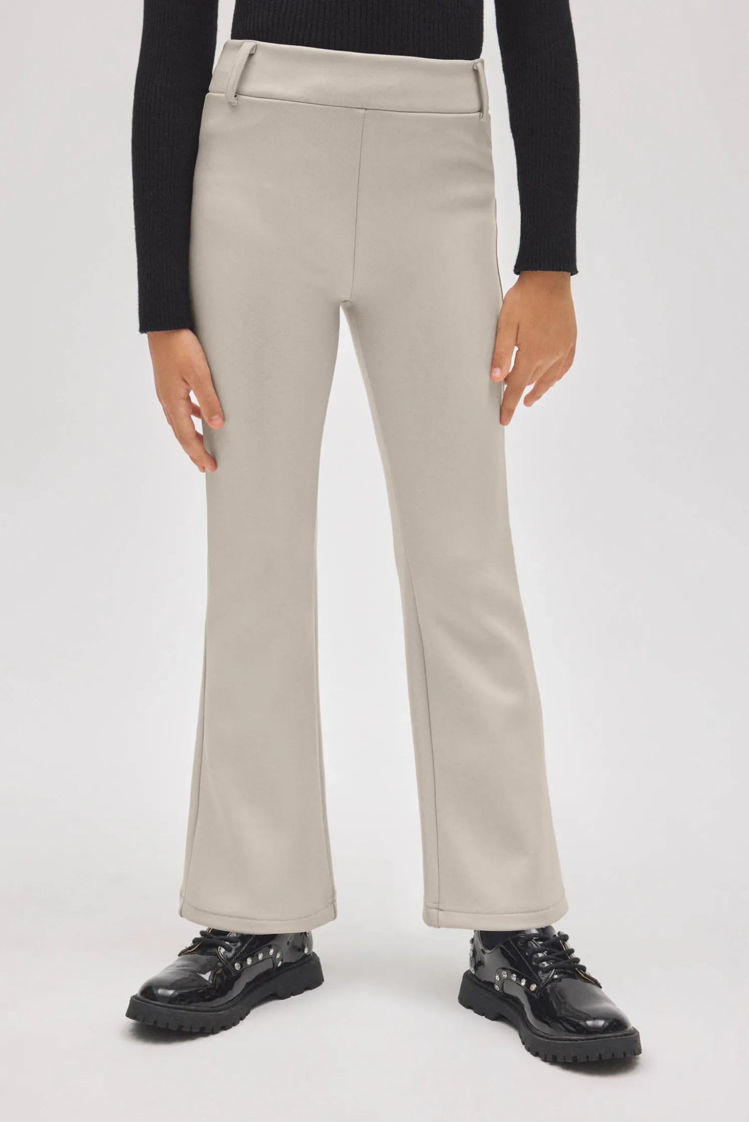 TÉRMICO Pantalón afelpado niña efecto piel flare marfil