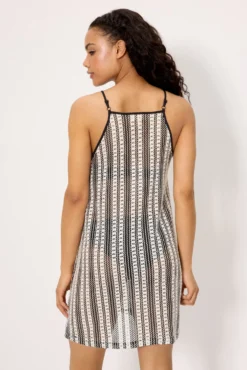 Vestido corto calado tirantes rayas