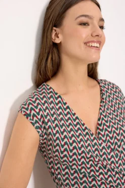 Vestido corto cruzado verde botella