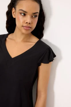 Vestido corto cuello en V negro