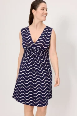 Vestido corto escote en V estampado ondas