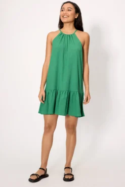 Vestido corto ligero tirantes verde