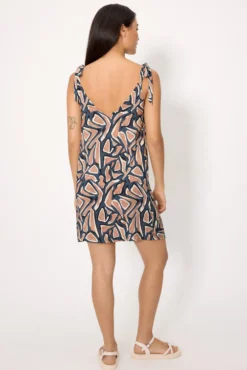 Vestido corto tirantes anudado estampado