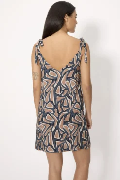Vestido corto tirantes anudado estampado
