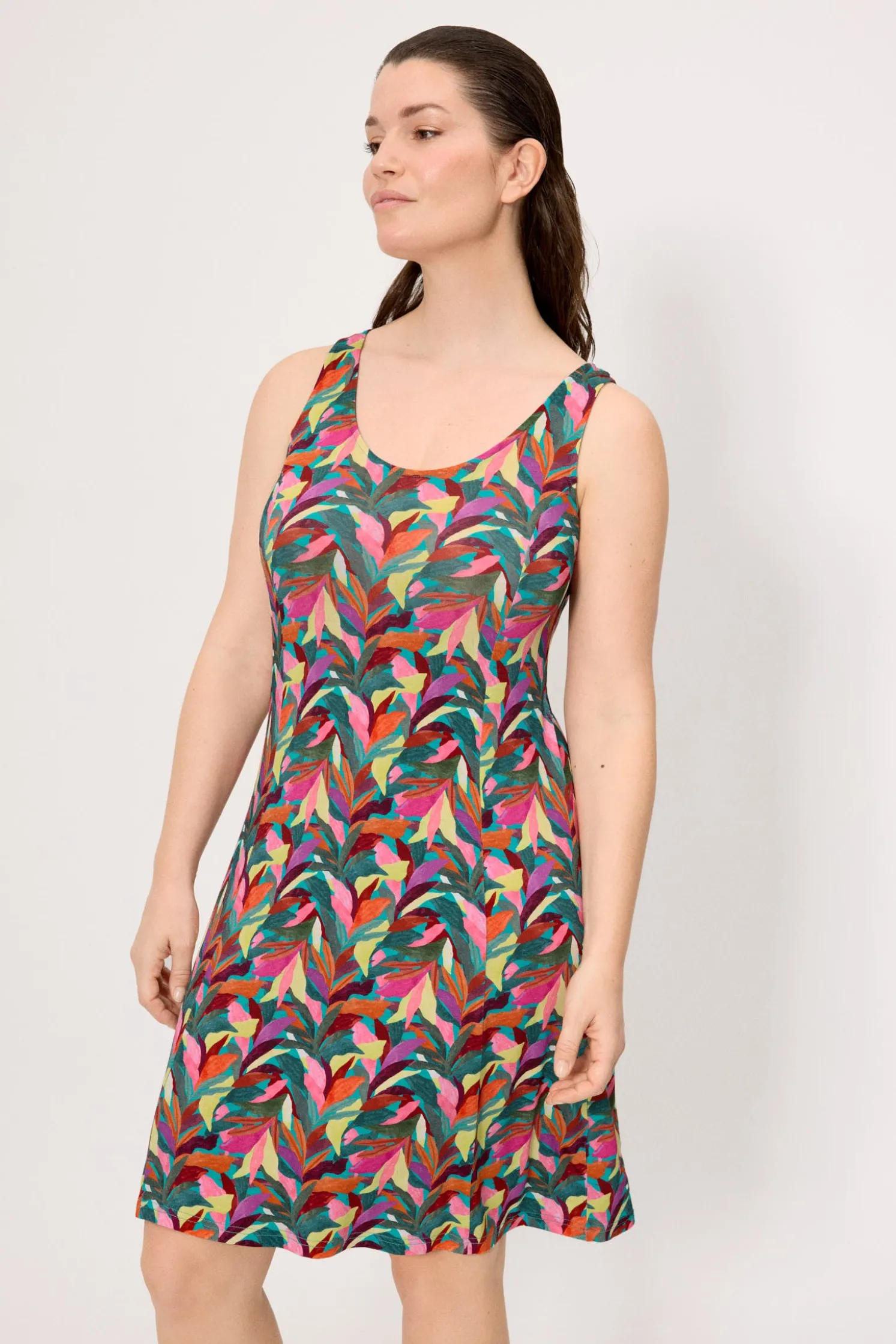 Vestido corto tirantes recto estampado