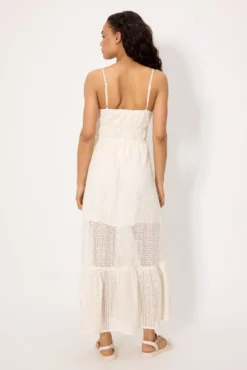 Vestido largo calado con forro interior marfil