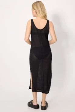 Vestido largo calado tirantes negro