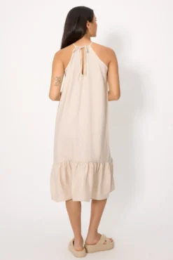 Vestido largo recto con lino