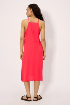 Vestido largo tirantes regulables coral