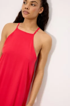 Vestido largo tirantes regulables coral