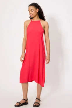 Vestido largo tirantes regulables coral