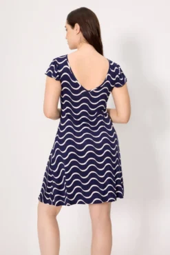 Vestido manga corta estampado ondas