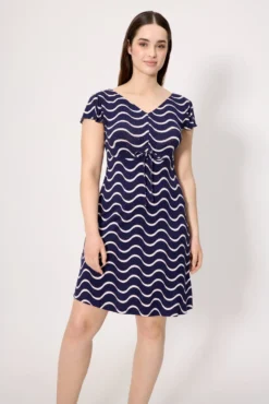 Vestido manga corta estampado ondas
