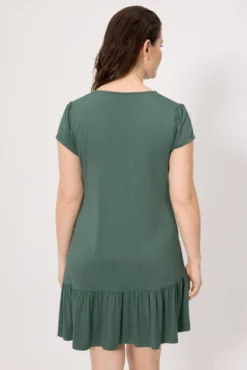 Vestido manga corta verde botella
