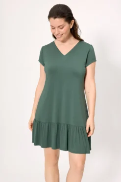 Vestido manga corta verde botella