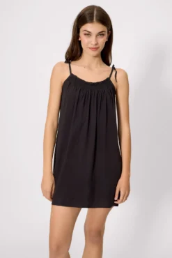 Vestido mini básico tirantes anudados negro