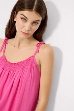 Vestido mini básico tirantes anudados rosa